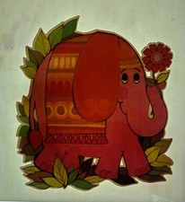 Original Vintage Cute Elephant Iron On Transfer