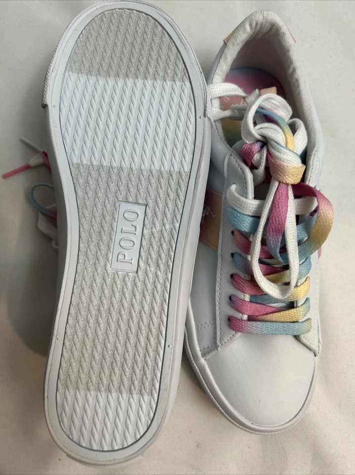 Polo Ralph Lauren Niños Blanco Arco Iris Sayer Zapatos EE. UU. 4.5 Foto 3 de 4