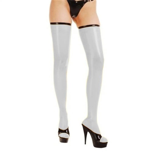 Womens Glossy Wetlook Shiny PVC Tight Stocking Above Knee Leg Length Long Socks - Picture 6 of 27