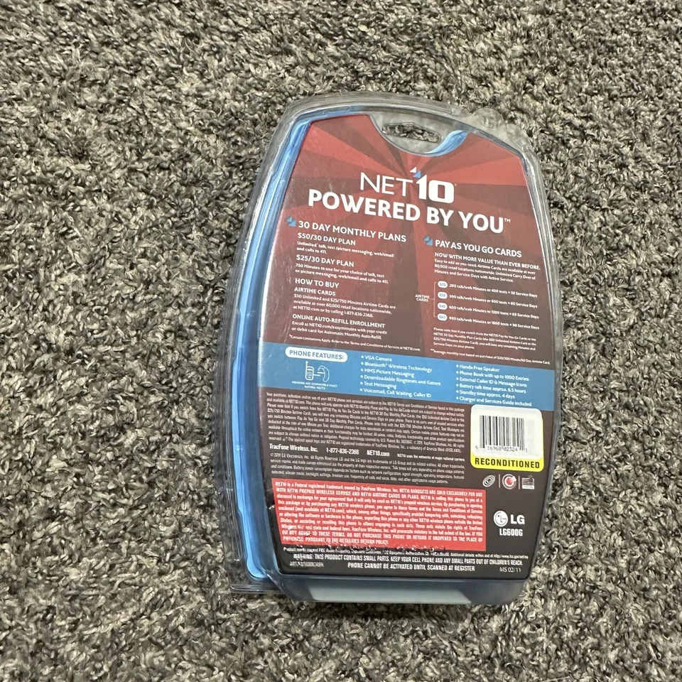 LG LG600G Black (Net10) Prepaid Basic Flip Cell Phone Sealed - Image 2 of 2