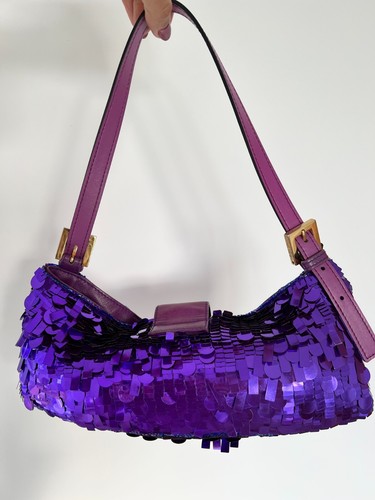 Fendi Vintage Sequin Mini Baguette - RARE Iconic Purple Rain Sex and the City - Picture 4 of 9