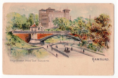 HAMBURG Germany Vintage Kunstler Postcard Helgolander Allee circa 1900 OS 62017
