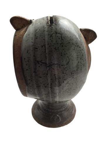 Mid Century Stoneware Pottery Oddity Coin Bank Fish Man - Picture 6 of 11