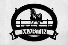 Customized Black Horse Stallshed Farmhouse Ranch Metal Name Sign Decorative Gift