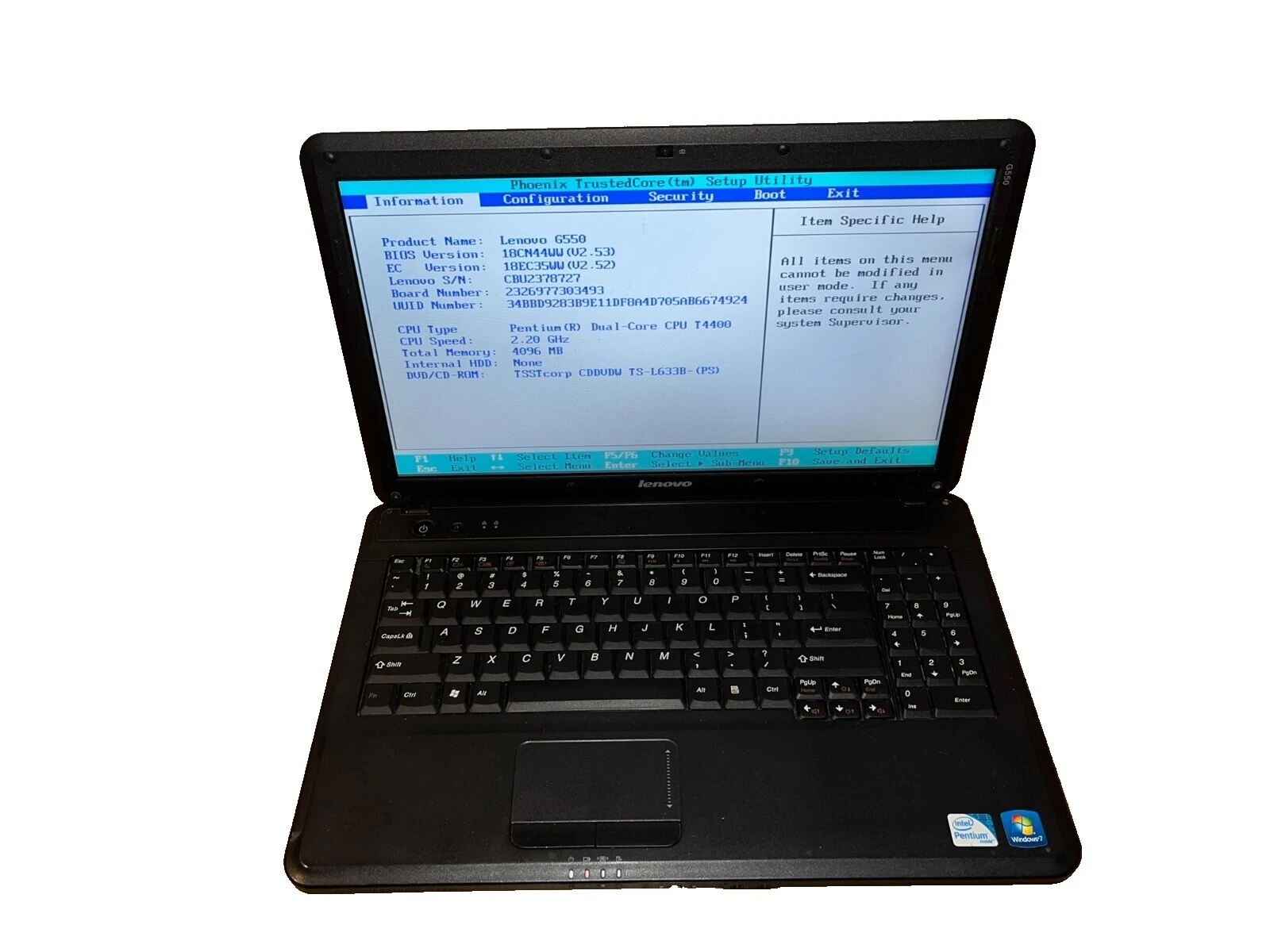 PC notebook/laptop Lenovo G550
