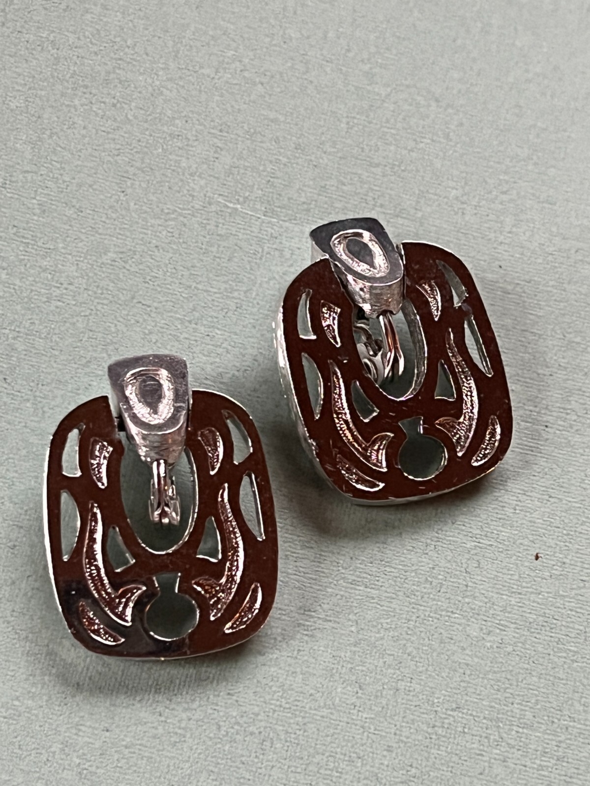 Monet Signed Cut-Out Large Rounded Rectangle Silv… - image 4