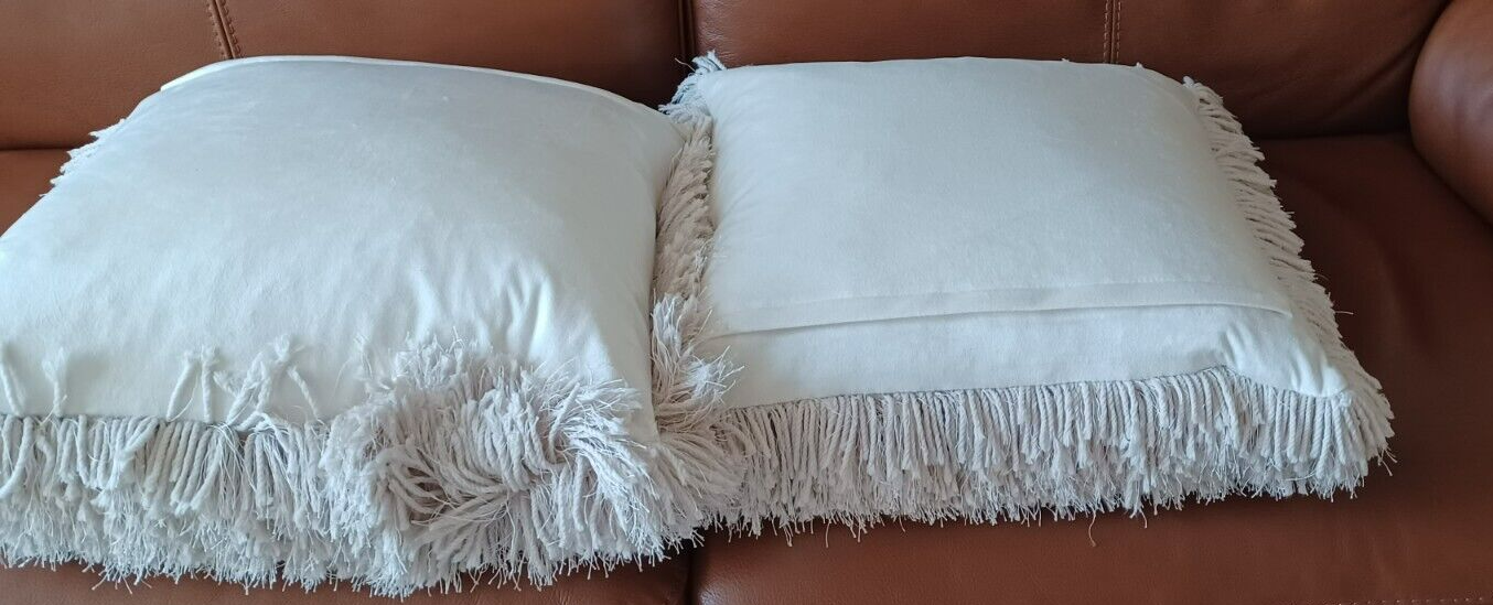 Dunelm Ava Feather Filled Textured Cushions Beige Oatmeal Ex Cond eBay