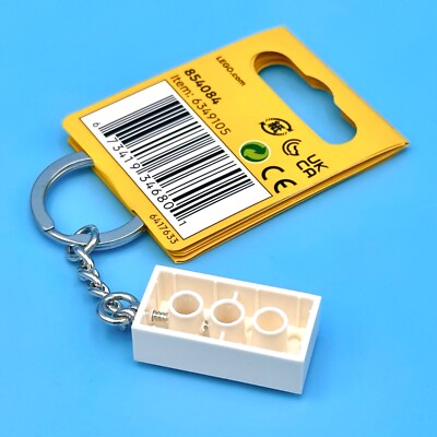 LEGO Metallic Green + White Iridescent 2x4 Stud Brick Keychain Set