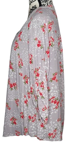 Torrid Womens Harper Leopard Floral Challis Blouse Plus Size 1X Gray - Picture 4 of 8