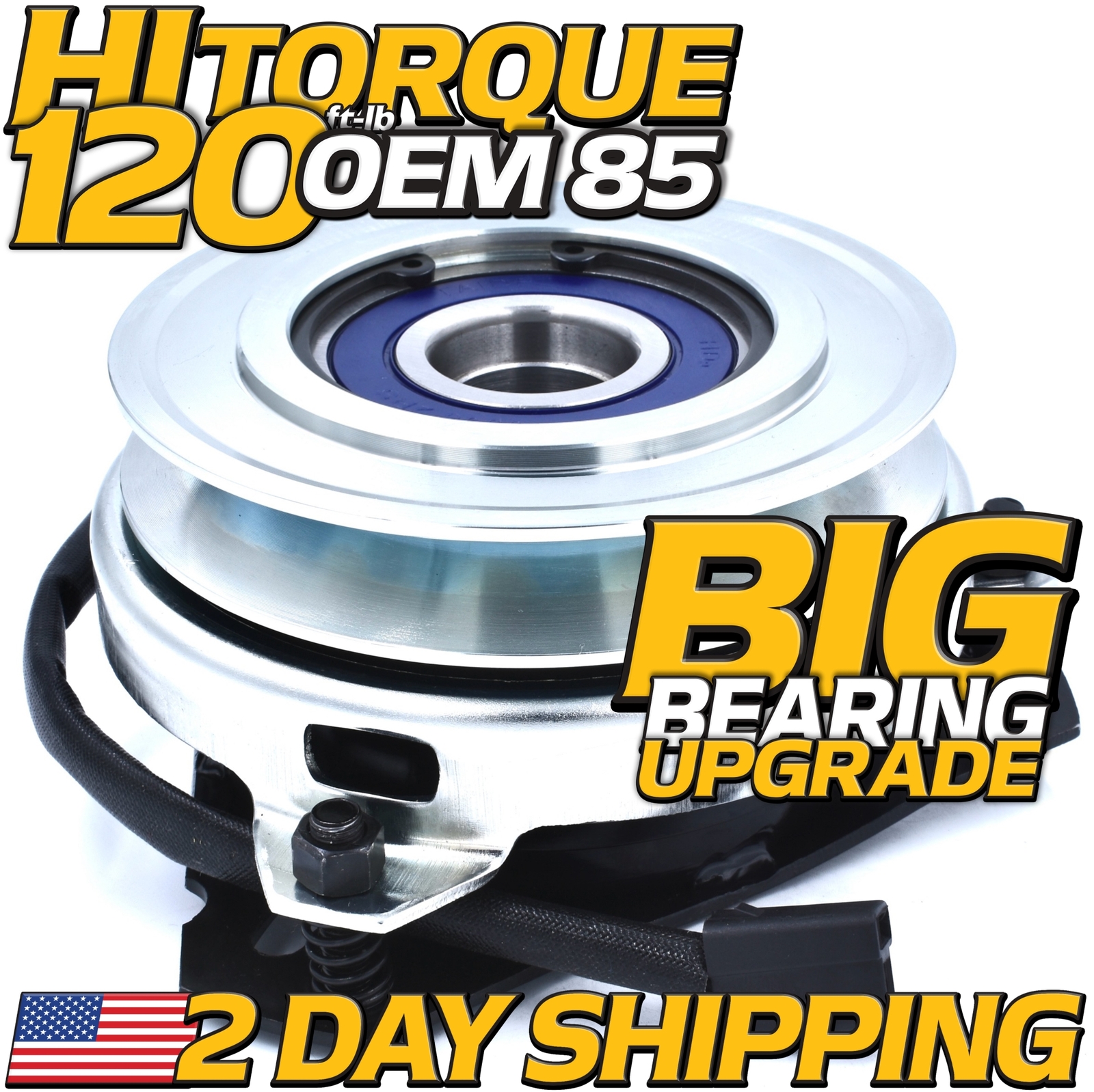 HiTorque 120ftlb (OEM 85) BIGBearing Billet Pulley PTO Clutch for Warner 5210-9