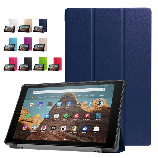 For Amazon Kindle Fire HD 10 2019 9th Gen Smart Leather Flip