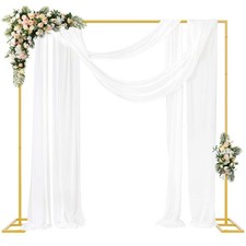 8FT x 8FT Backdrop Stand Heavy Duty with Base, Gold Portable Adjustable Pipe ...
