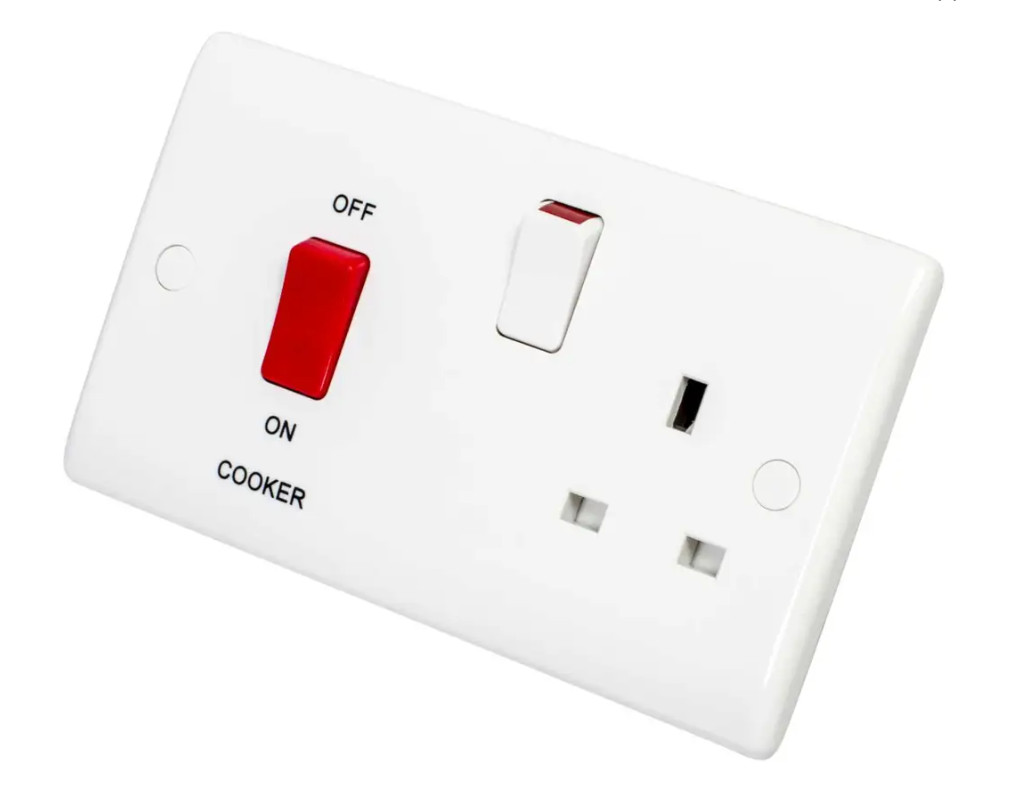 Box of 5 BG 45A DP Cooker Control Unit Switches with Red Rocker White - incl VAT