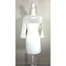 Lulus White Bell Sleeve Shift Dress Back Tie Bridal Graduation Womens S