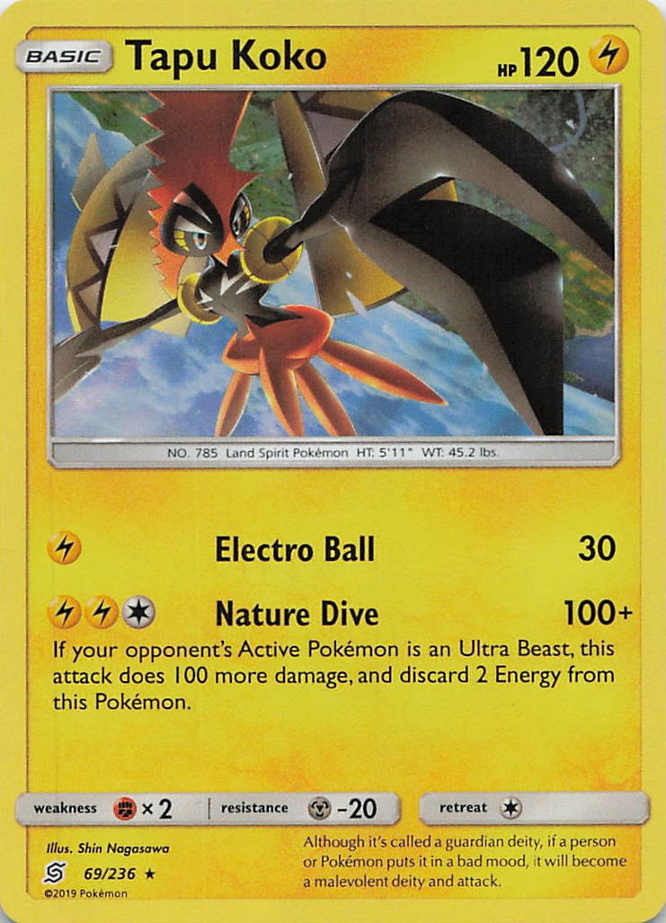 Tapu Koko 69/236 Holo Rare Unified Minds Pokemon Near Mint