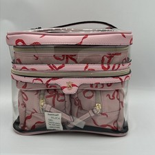 Victoria  s Secret Makeup Bag 4 Pcs Pink Red Bows Train Case New With Tags