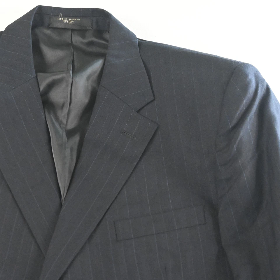 Petrocelli 44R 36x29 Navy Blue Striped 100% Wool Mens Jacket Pants Suit - Image 3 of 4