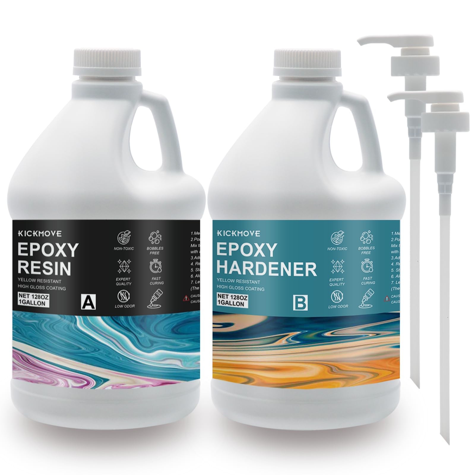 Crystal Clear Epoxy Resin Kit with Pumps for No Yellowing and Bubbles