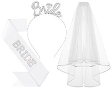Bride to Be Headband Sash and Veil Set 3Pcs Bachelorette Party Bridal Shower