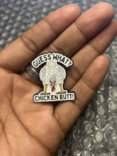 Guess What? Chicken Butt Enamel Pin Funny Dad Joke Lapel Pin Corny Meme