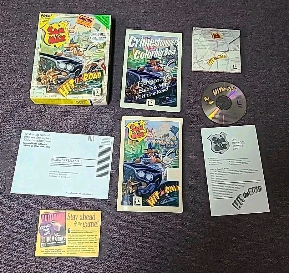 Sam & Max Hit the Road PC Big Box IBM CD-ROM Lucas Arts (Complete ...