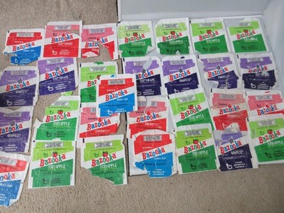 Vintage TOPPS Bazooka Joe Gum Wrapper 1.7oz Lot (29)- CHERRY GRAPE APPLE BUBBLE