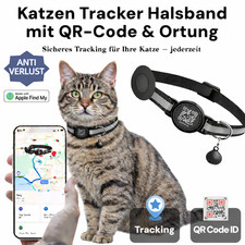 Katzen Tracker Halsband mit QR-Code & Ortung Anti-Verlust Wasserdicht Echtzeit