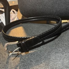 EUC Fossil Maddox Black Leather Braided Belt 40 1" W