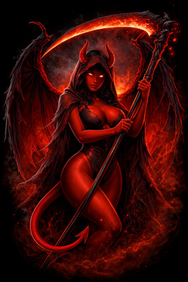 Succubus Grim Reaper Mashup Dark Fantasy Sticker Vinyl Decal Pin Art