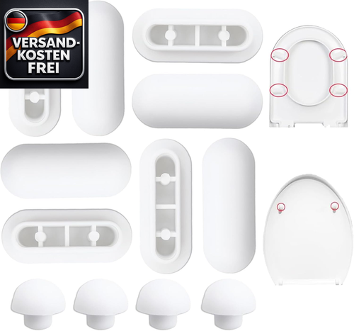 Produktbild von 24-tlg. WC-Sitz-Puffer-Set – Geräuschdämpfende Stoßstangen Aus Polyethylen, Grau, Sitz- & Deckelpads, Passen Für Die Meisten Toiletten