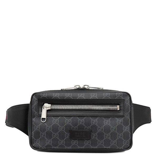 GUCCI body bag Soft Belt Bag GG Supreme Canvas  black SilverMetal Web Wais