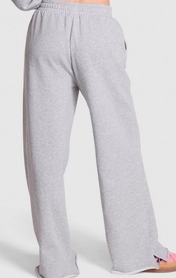 Victorias Secret Pink Ivy Fleece Wide-Leg Split-Hem Sweatpants