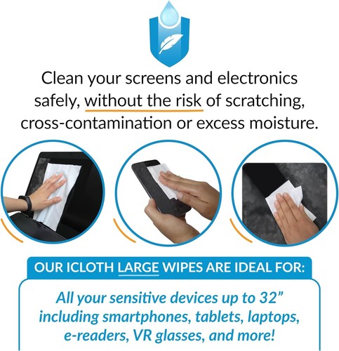 100 Individually Wrapped Streak-Free Electronics Wipes - Safe for All Screens - Picture 5 of 9