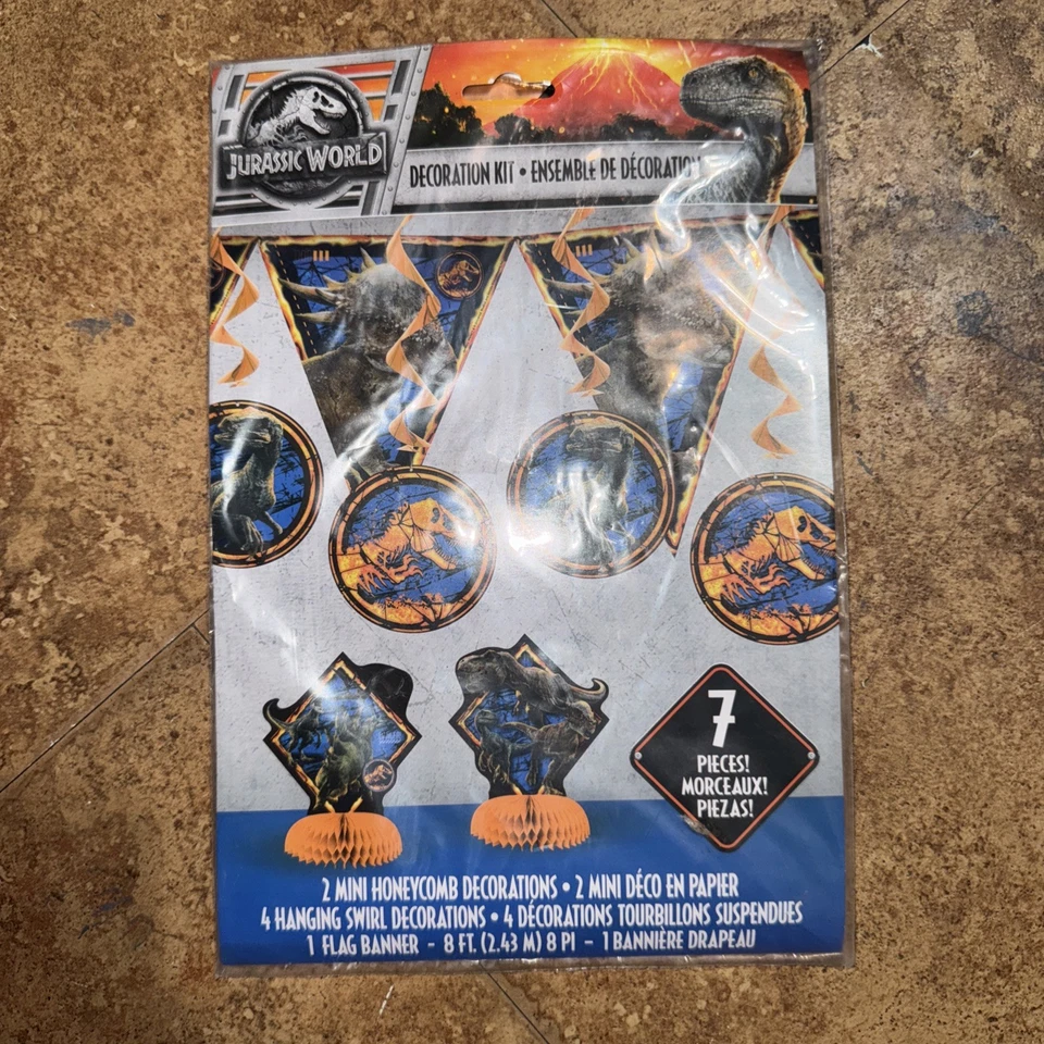 Jurassic World Birthday Party Supply Lot Tablecloth & Favors Pack 48 Pieces - Image 2 of 4