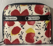 Lesportsac Zip Around Wallet Floral Billfold 4.75 X 4”