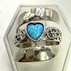 STUNNING .925 Vintage Sterling Silver Estate Ring Size 7.75 w- Blue Stone