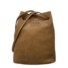 Auth miumiu Nappa leather mini bag 5NF460 Brown Nappa Leather Shoulder Bag