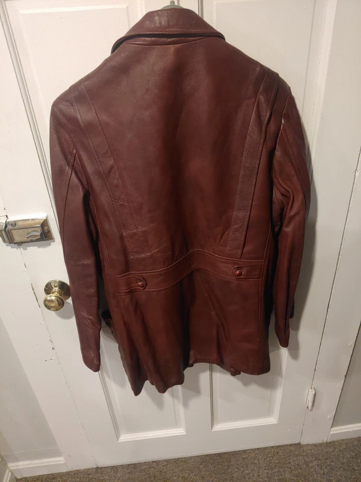 Chaqueta de cuero vintage Fidelity abrigo de coche forrado hecho en EE. UU. Talla 44 Foto 3 de 4