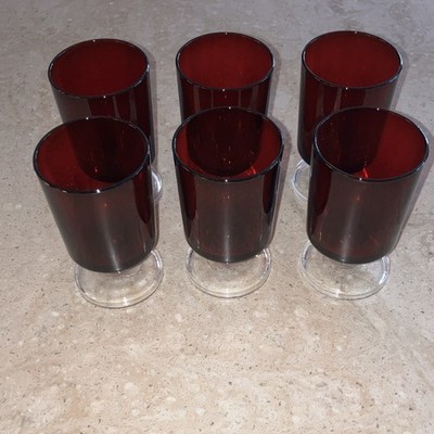 Vintage Cavalier Ruby Red Wine Glasses Cristal D Arques Durand 4.5  Set 6 France