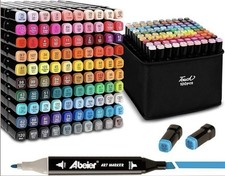 100pc Touch Twin Markers Set Fine Broad Tip Alcohol Markers w/ Carry Case
