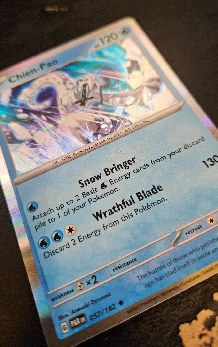 Chien-Pao 57/182 Holographic Pokemon card