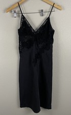 La Perla Womens Size 1 Black Silk And Lace Chemise Slip Dress
