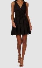 Adrianna by Adrianna Papell Women's Black V-Neck Sleeveless Eyelet Dress Size 10