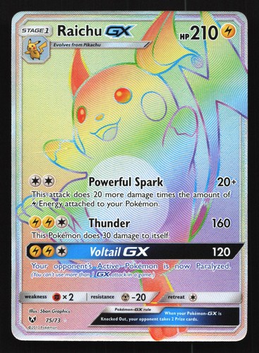 Raichu GX 75/73 Shining Legends Secret Rare Holo Pokemon Card