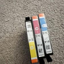 Genuine HP 910 Ink Cartridges 3 Pack Cyan Magenta Yellow Color OEM 6-9 2026