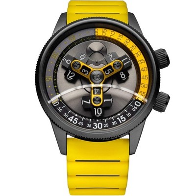 Xeric Vendetta II Automatic Wandering Hour Gunmetal Yellow Watch - Brand New