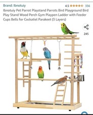 Pet Parrot Playstand Parrots Bird Playground Bird Play Stand Wood Perch Gym P...