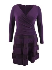 Lauren Ralph Lauren Women's Tulle-Trim Jersey Dress (6, Purple)