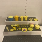 Vtg 70s Barbie Francie Skipper Doll House Lot Dishes Yellow Tumbler Kitchen Set