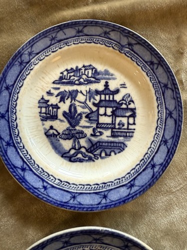 Ashworth Bros. 1860s Antique Oriental Plate 2- 5 1/2 Blue Transferware - Picture 3 of 4